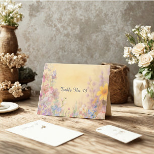 Pastel Wildflower Meadow Barn Trouwtafel nummer Bedankkaart