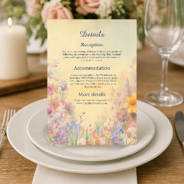 Pastel Wildflower Meadow Barn Wedding Informatiekaartje