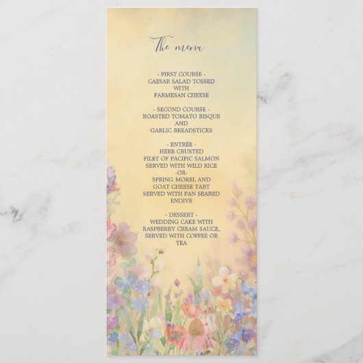 Pastel Wildflower Meadow Barn Wedding menu (Voorkant)