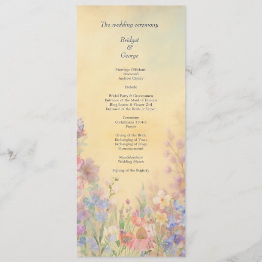 Pastel Wildflower Meadow Barn Wedding menu (Achterkant)