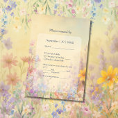 Pastel Wildflower Meadow Barn Wedding RSVP Kaartje