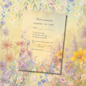 Pastel Wildflower Meadow Barn Wedding RSVP Kaartje