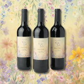 Pastel Wildflower Meadow Barn Wedding Wijn Etiket