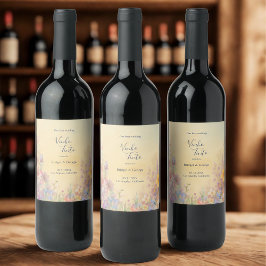 Pastel Wildflower Meadow Barn Wedding Wijn Etiket