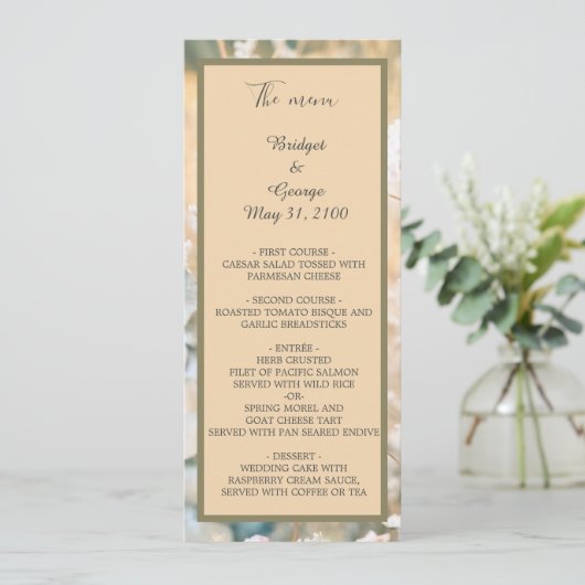 Pastel Wildflower Meadow bruiloft programma & menu (Staand voorkant)