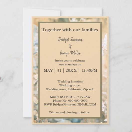 Pastel Wildflower Meadow Bruiloft uitnodiging (Voorkant)