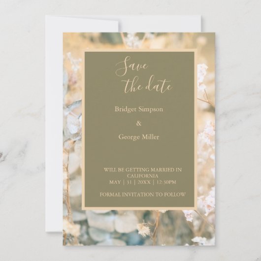 Pastel Wildflower Meadow Bruiloft veilig de datum Kaart (Voorkant)