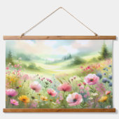 Pastel Wildflower Meadow Landscape Hangend Wandkleed (Voorkant)