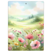 Pastel Wildflower Meadow Landscape Klembord (Achterkant)