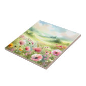Pastel Wildflower Meadow Landscape Tegeltje (Zijkant)