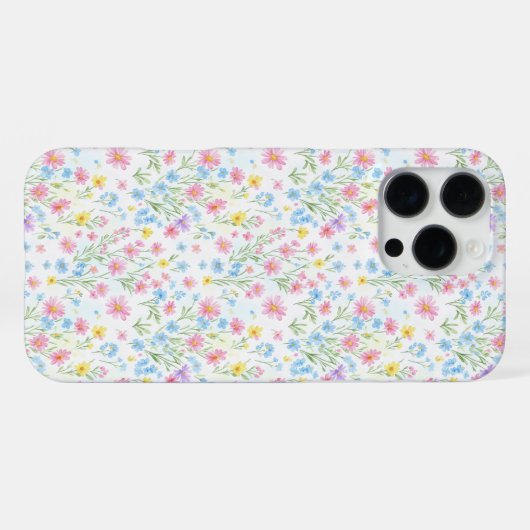Pastel Wildflower Meadow Pattern iPhone Hoesje (Achterkant horizontaal)