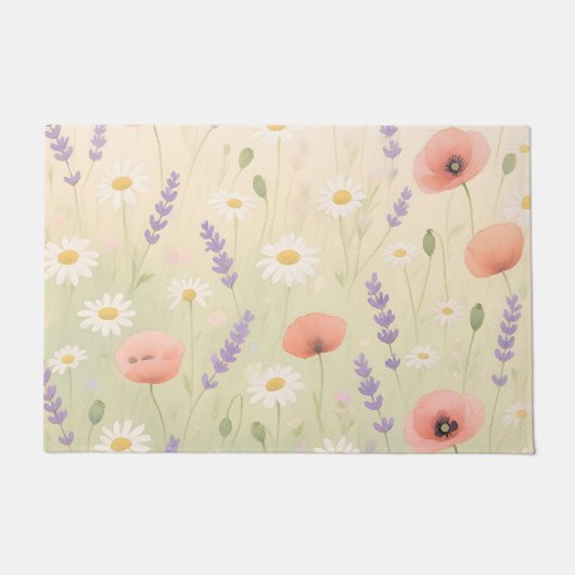 Pastel Wildflower Meadow Soft Bloom Deurmat (Voorkant)
