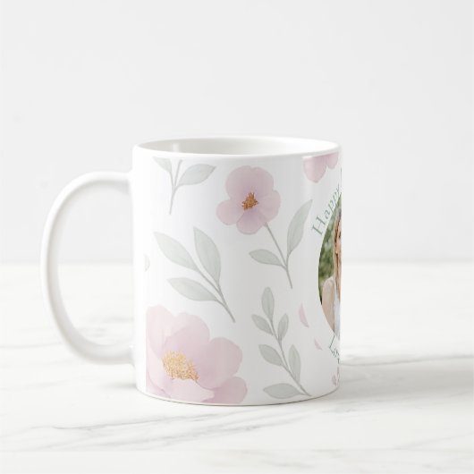 Pastel Wildflower Mok met aangepaste foto en tekst (Links)