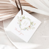 Pastel Wildflower Monogram Crest Bedankt Bedankjes Labels