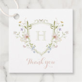 Pastel Wildflower Monogram Crest Bedankt Bedankjes Labels (Voorkant)
