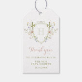 Pastel Wildflower Monogram Crest Bedankt Cadeaulabel (Voorkant)