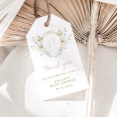 Pastel Wildflower Monogram Crest Bedankt Cadeaulabel