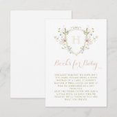 Pastel Wildflower Monogram Crest Boeken voor Baby Informatiekaartje (Voorkant / Achterkant)