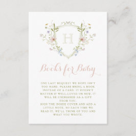 Pastel Wildflower Monogram Crest Boeken voor Baby Informatiekaartje