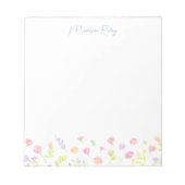 Pastel Wildflower Personalized Blue Notepad Notitieblok (Voorkant)