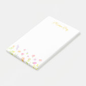 Pastel Wildflower Personalized Gold Post-It Notes (Schuin)