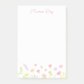 Pastel Wildflower Personalized Pink Post-It Notes (Voorkant)