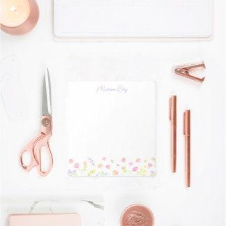 Pastel Wildflower Personalized Purple Notepad Notitieblok
