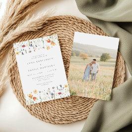 Pastel Wildflower Photo Wedding Invitation Kaart