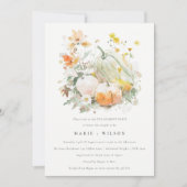 Pastel Wildflower Pompoen Waterverf Verloving Kaart (Voorkant)