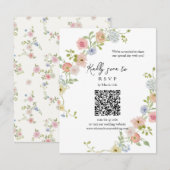 Pastel Wildflower QR Code RSVP Card (Voorkant / Achterkant)