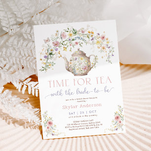 Pastel Wildflower Tijd voor Tea Vrijgezellenfeest  Kaart