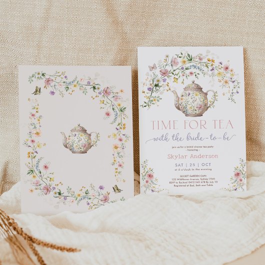 Pastel Wildflower Tijd voor Tea Vrijgezellenfeest  Kaart