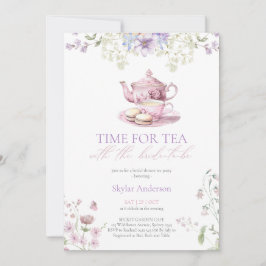 Pastel Wildflower Time for Tea Bridal Shower Party Kaart