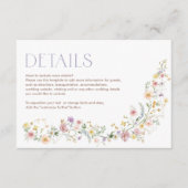 Pastel Wildflower Tuin Bloemen Bruiloft Details Informatiekaartje (Voorkant)