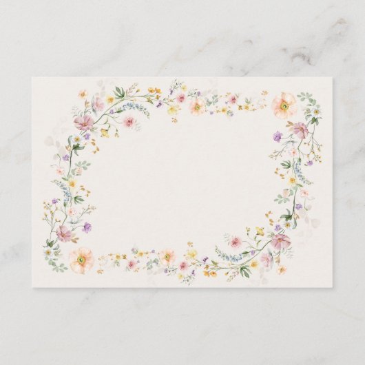 Pastel Wildflower Tuin Bloemen Bruiloft Details Informatiekaartje (Achterkant)