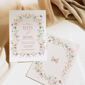 Pastel Wildflower Tuin Sprookjesachtige Bruiloft Kaart