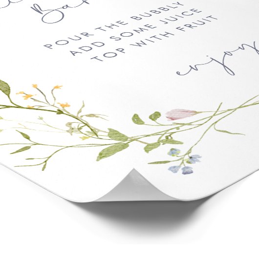 Pastel Wildflower Vrijgezellenfeest Mimosa Bar Poster (Hoek)