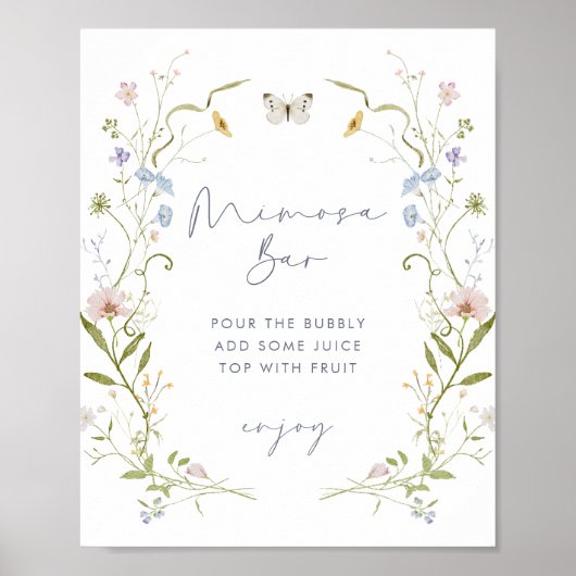 Pastel Wildflower Vrijgezellenfeest Mimosa Bar Poster (Voorkant)