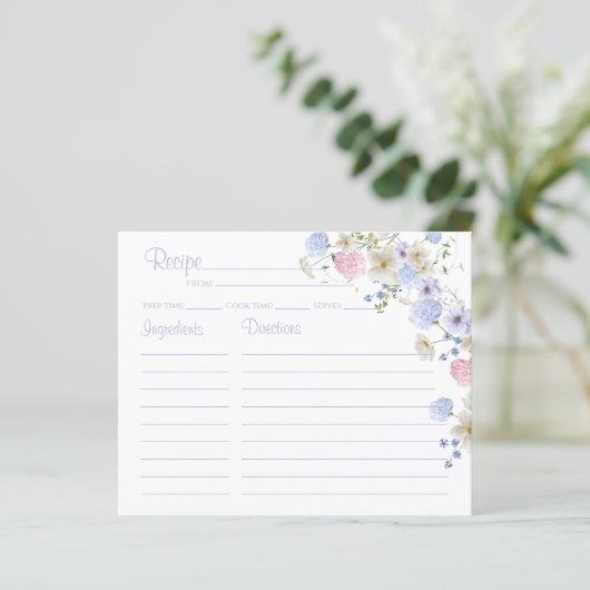 Pastel Wildflower Vrijgezellenfeest Recept Kaart (Staand voorkant)