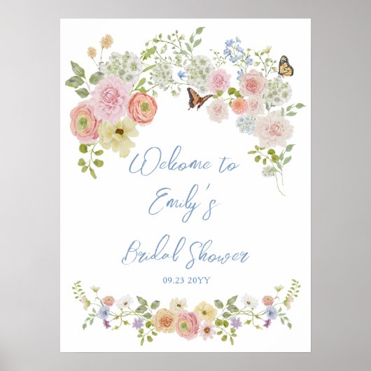 Pastel Wildflower Vrijgezellenfeest Welkom Poster (Voorkant)