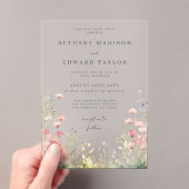 Pastel Wildflower Wedding Acryl Uitnodigingen (Insitu (Draagbaar))