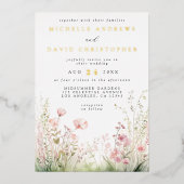 Pastel Wildflower Wedding Folie Uitnodiging (Voorkant)