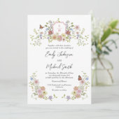 Pastel Wildflower Wedding Kaart (Staand voorkant)