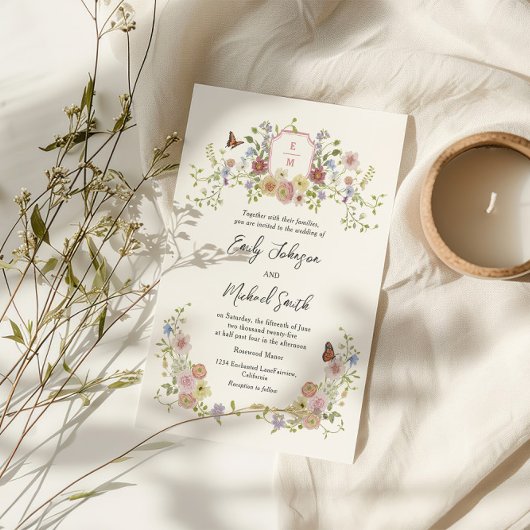 Pastel Wildflower Wedding Kaart