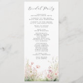 Pastel Wildflower Wedding Programma Programmakaart (Achterkant)
