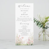 Pastel Wildflower Wedding Programma Programmakaart (Staand voorkant)