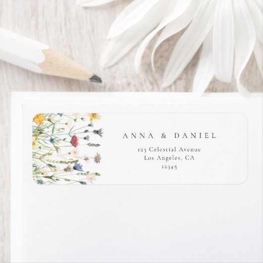 Pastel Wildflower Wedding Return Address Etiket (Insitu)