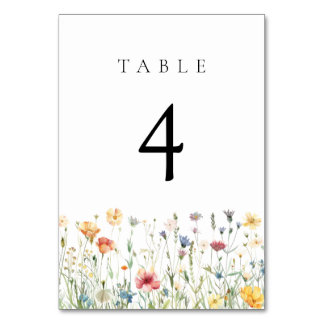 Pastel Wildflower Wedding Table Number Kaart