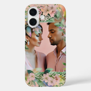 Pastel Wildflower Wedding Verloving Foto Lijst iPhone 16 Hoesje