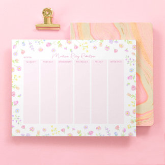 Pastel Wildflower Weekly Planner Notepad in Pink Notitieblok